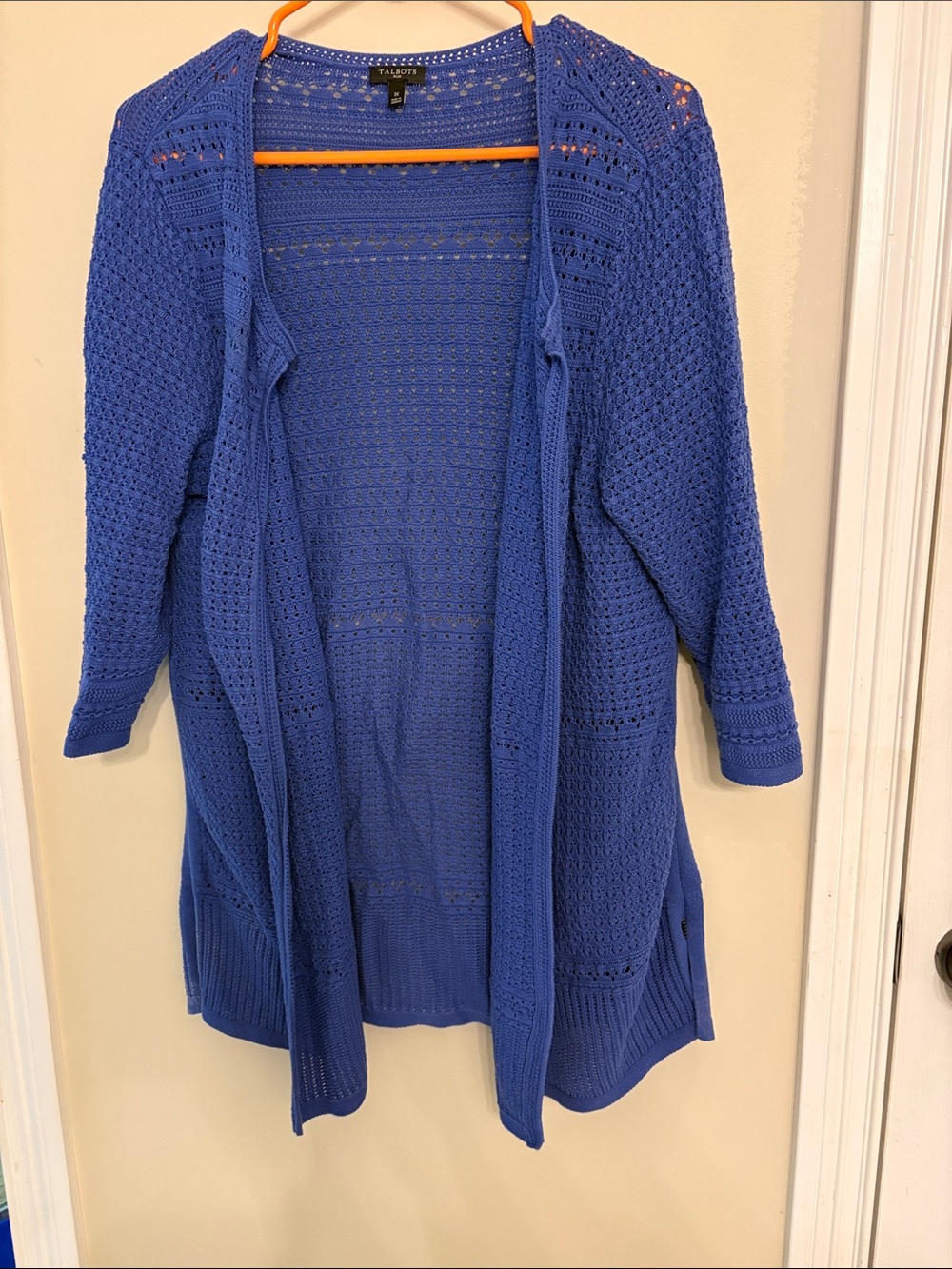Talbots Cobalt Blue Open-Knit Duster Cardigan